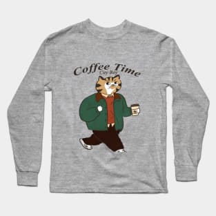 coffe and cat,coffee lover,coffee time Long Sleeve T-Shirt